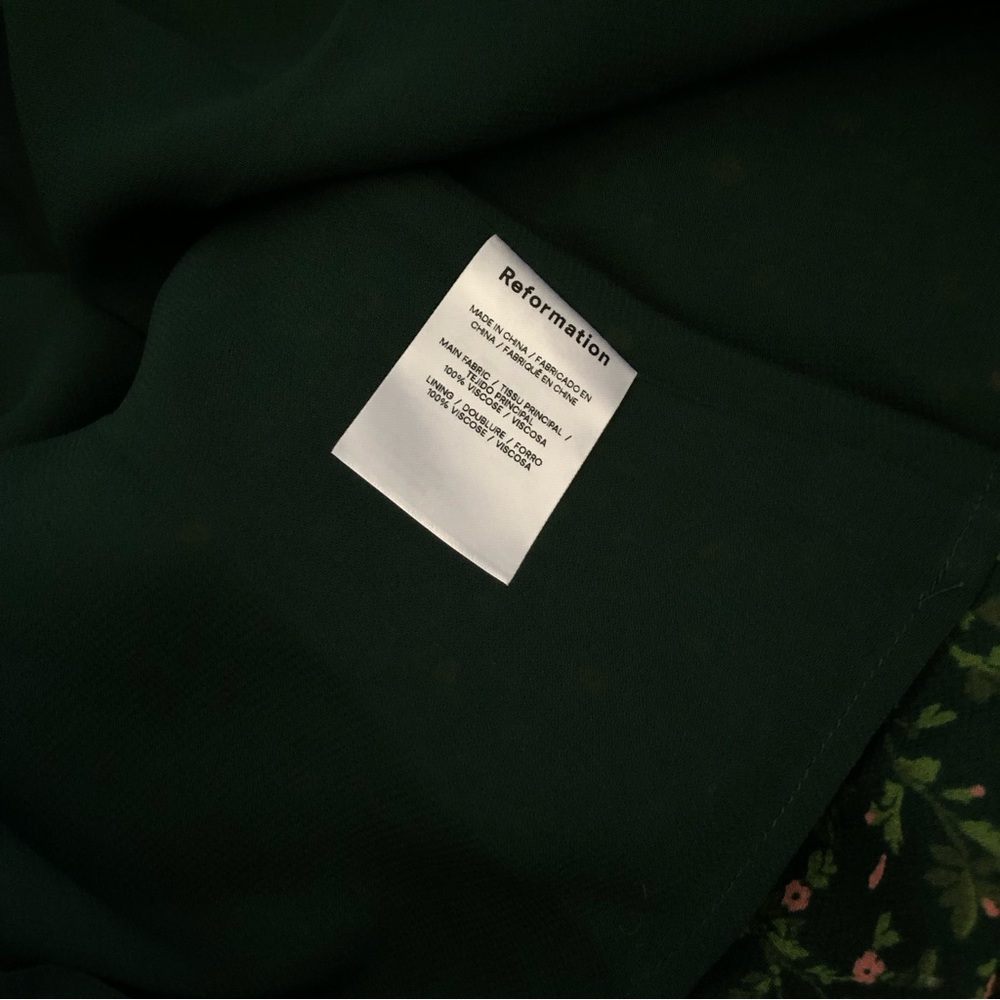 BEST Reformation Sable Midi Dress Small Corridor Green Ivory Floral Summer - Picture 7 of 8